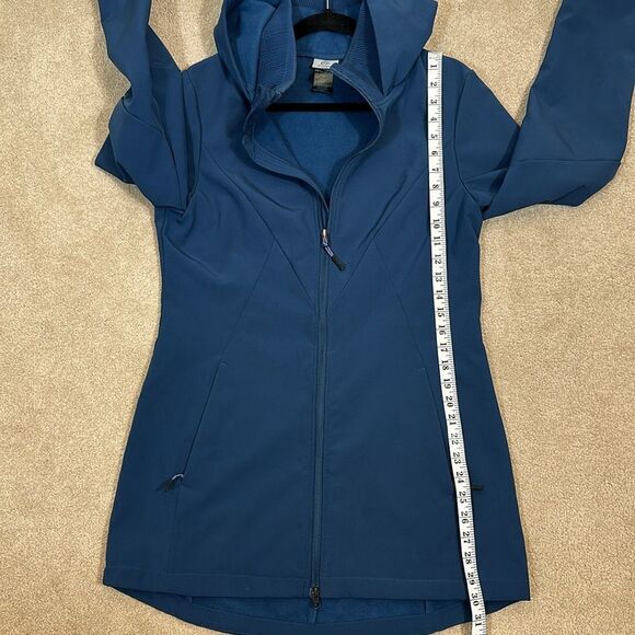 Champion Blue Full Zip Performance Water Resistant Long Coat Hood Women Medium - Picture 6 of 8
